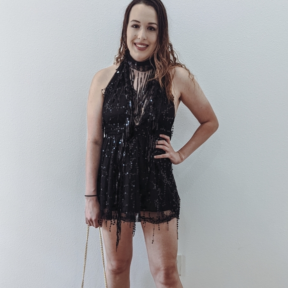 NWT Little Black Sequin Summer Party Mini Dress S: small-medium - Picture 3 of 13